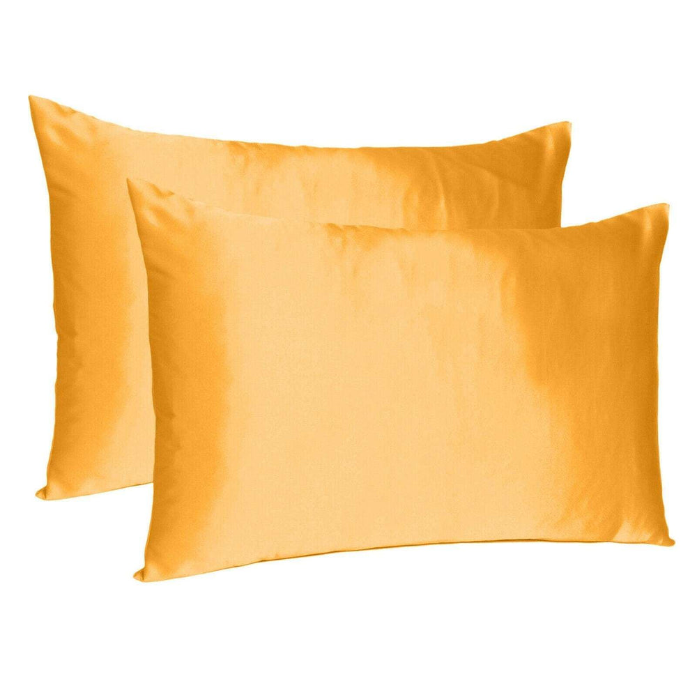 Apricot Dreamy Set Of 2 Silky Satin Standard Pillowcases - Homeroots - Flyclothing LLC
