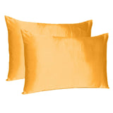 Apricot Dreamy Set Of 2 Silky Satin Standard Pillowcases - Homeroots