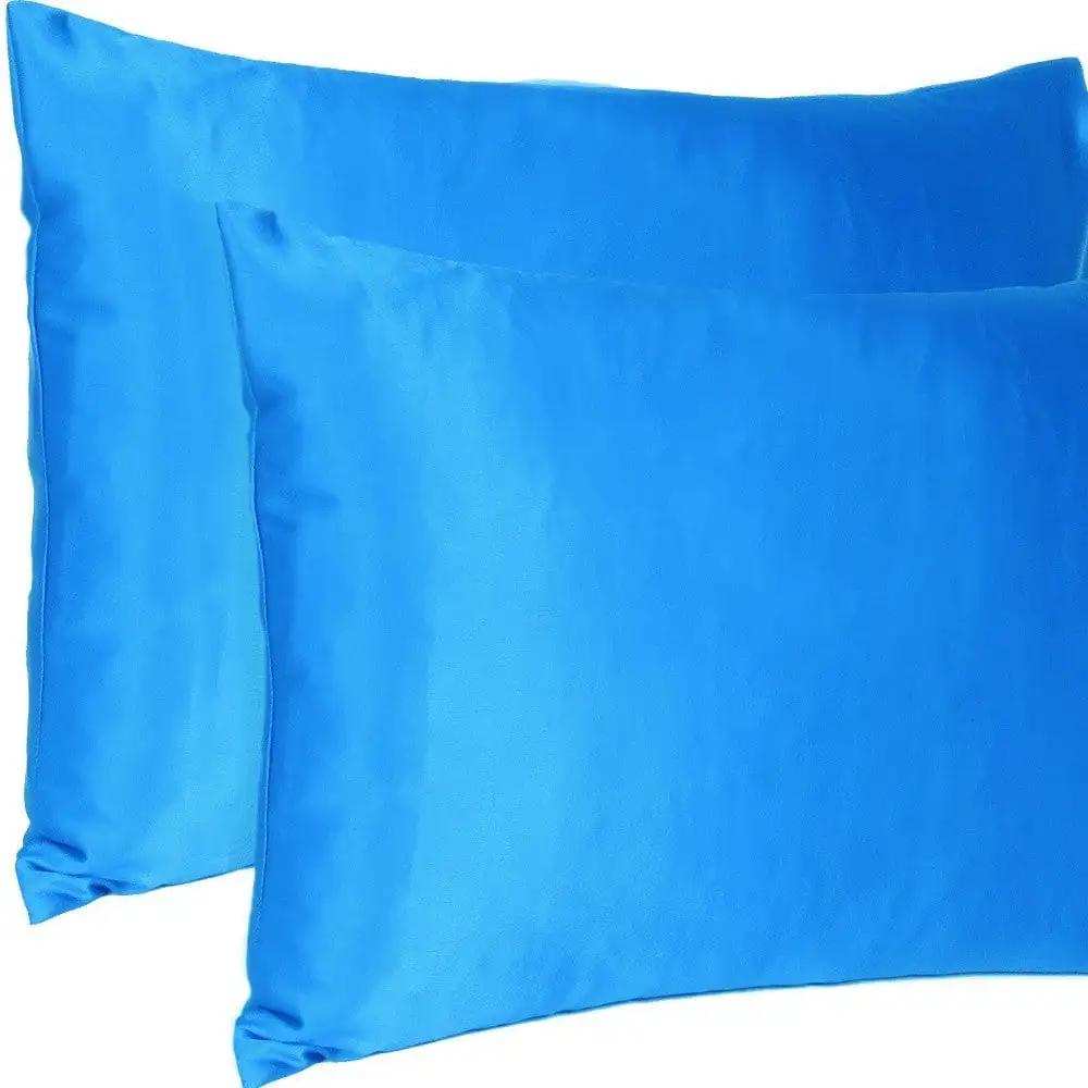 Blue Dreamy Set Of 2 Silky Satin Standard Pillowcases - Homeroots - Flyclothing LLC