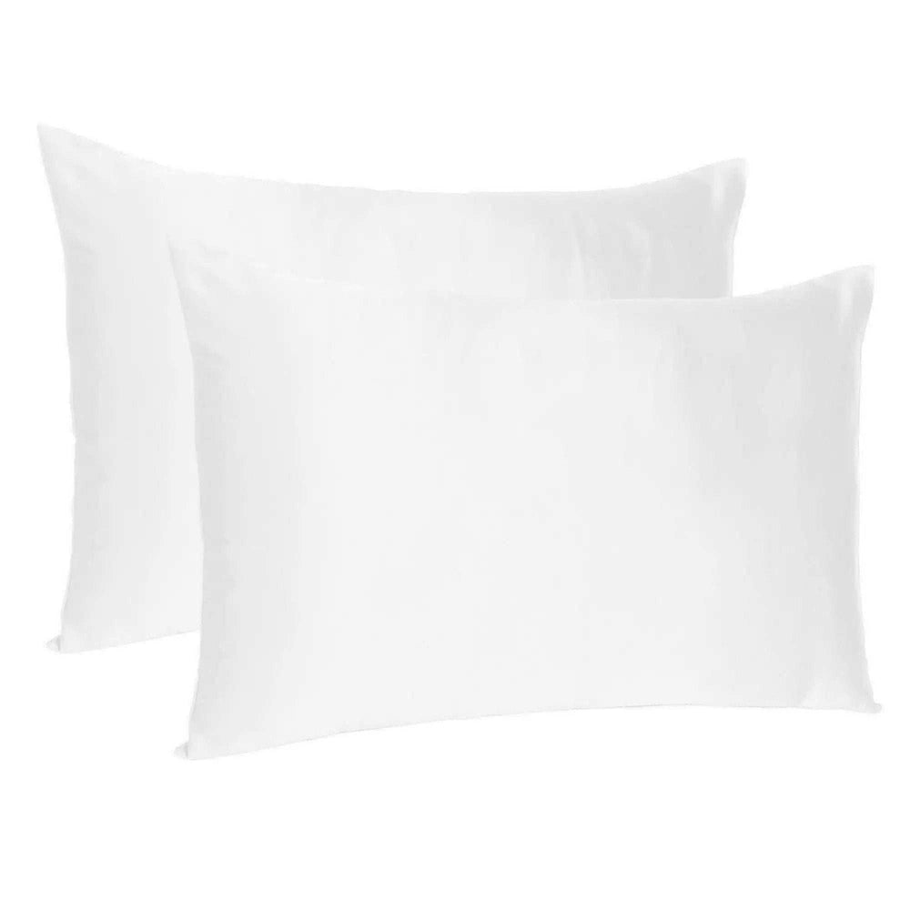 White Dreamy Set Of 2 Silky Satin Standard Pillowcases - Homeroots - Flyclothing LLC