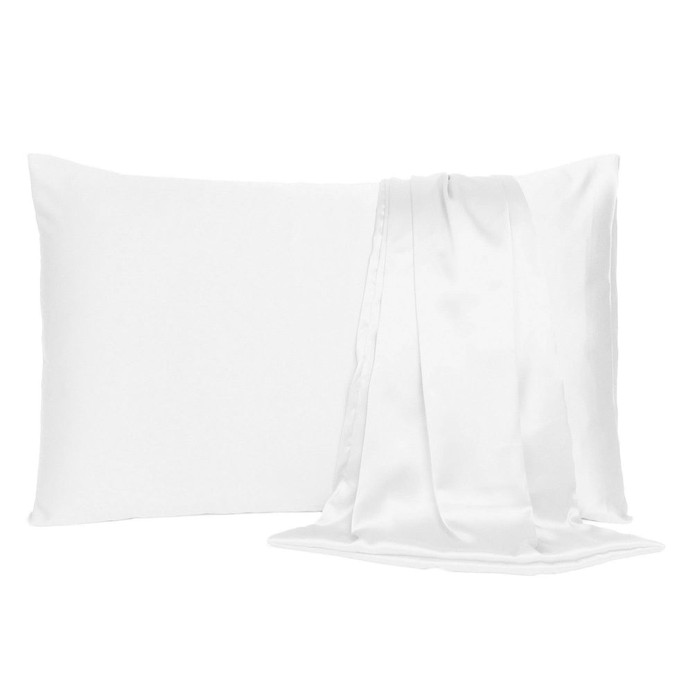 White Dreamy Set Of 2 Silky Satin Standard Pillowcases - Homeroots