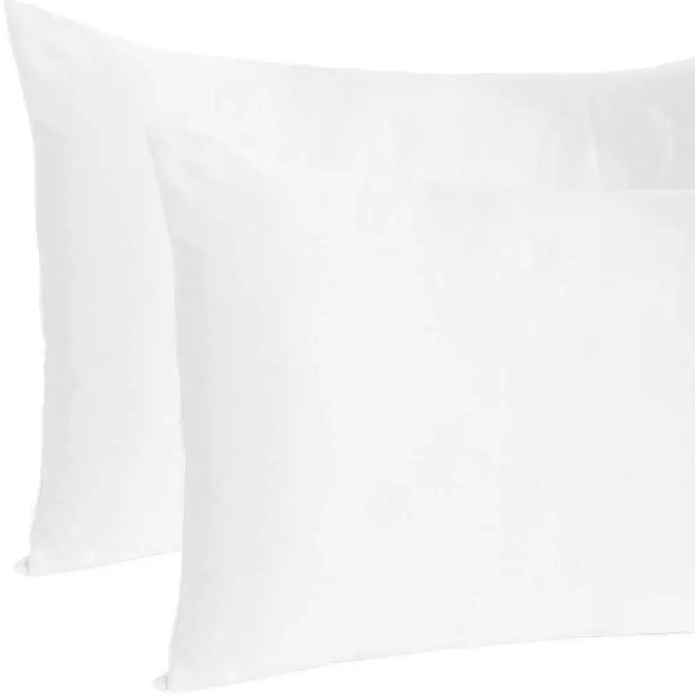White Dreamy Set Of 2 Silky Satin Standard Pillowcases - Homeroots - Flyclothing LLC