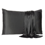 Black Dreamy Set Of 2 Silky Satin Standard Pillowcases - Homeroots