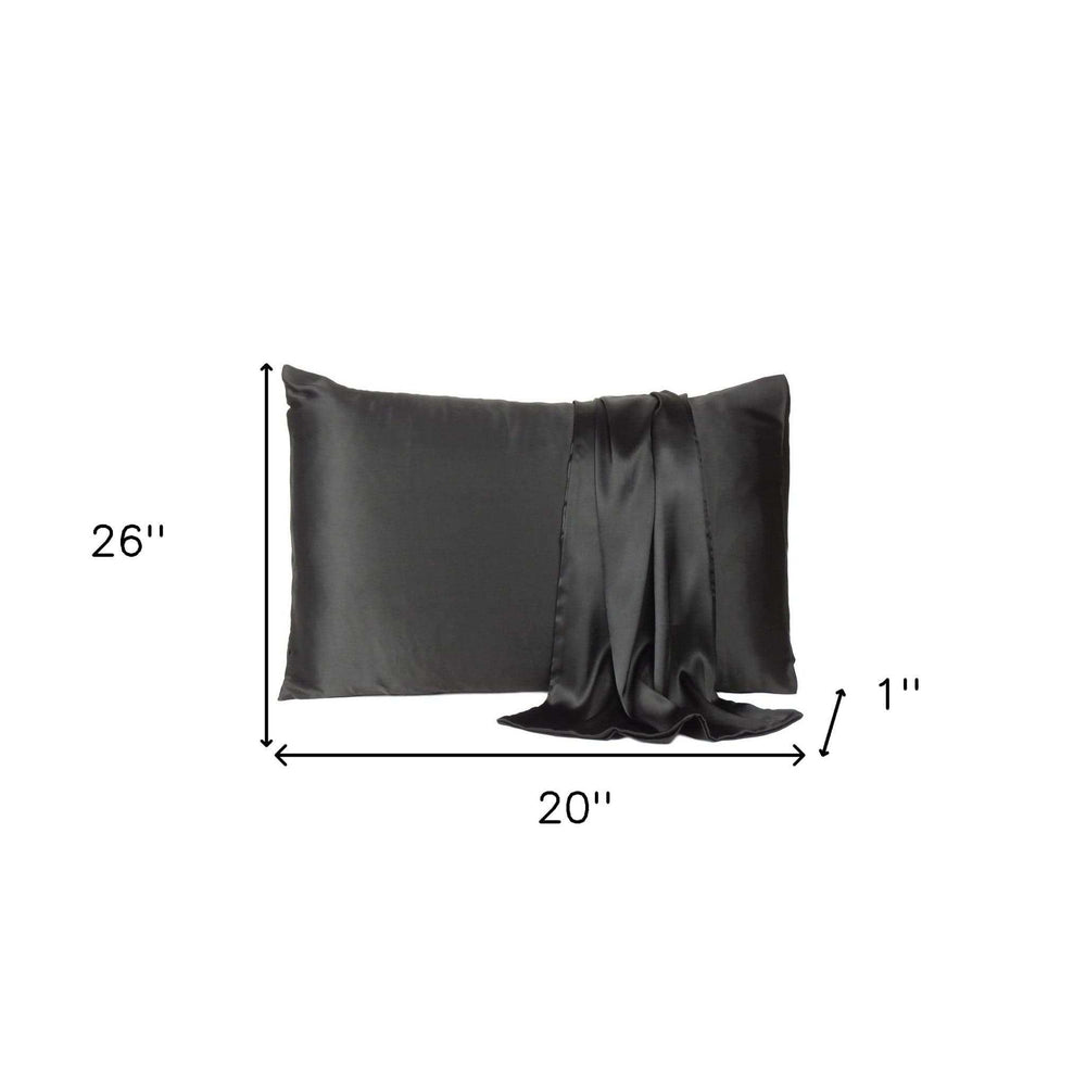 Black Dreamy Set Of 2 Silky Satin Standard Pillowcases - Homeroots - Flyclothing LLC