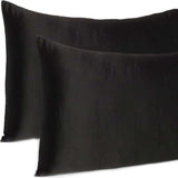Black Dreamy Set Of 2 Silky Satin Standard Pillowcases - Homeroots - Flyclothing LLC