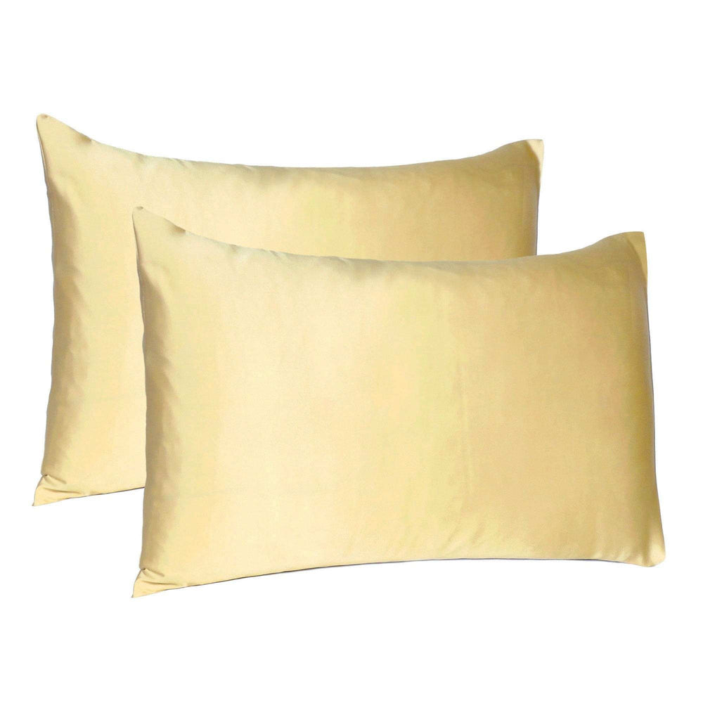Pale Yellow Dreamy Set Of 2 Silky Satin Standard Pillowcases - Homeroots - Flyclothing LLC