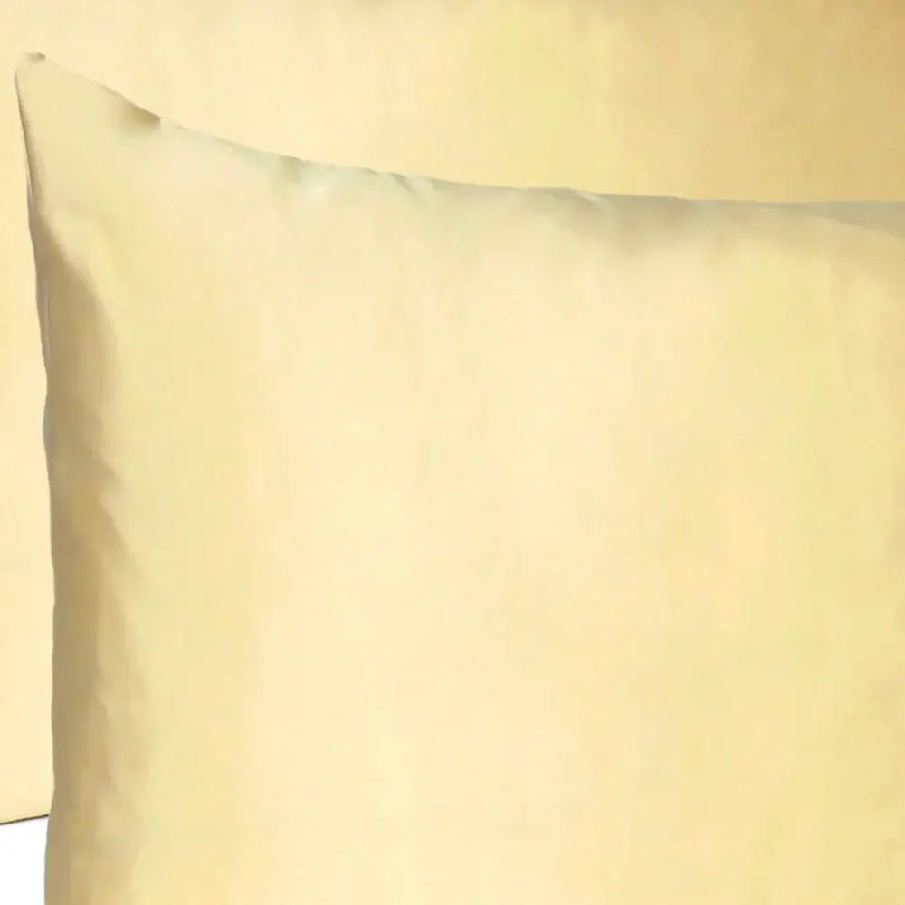 Pale Yellow Dreamy Set Of 2 Silky Satin Standard Pillowcases - Homeroots - Flyclothing LLC
