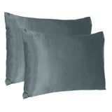 Gray Dreamy Set Of 2 Silky Satin Standard Pillowcases - Homeroots