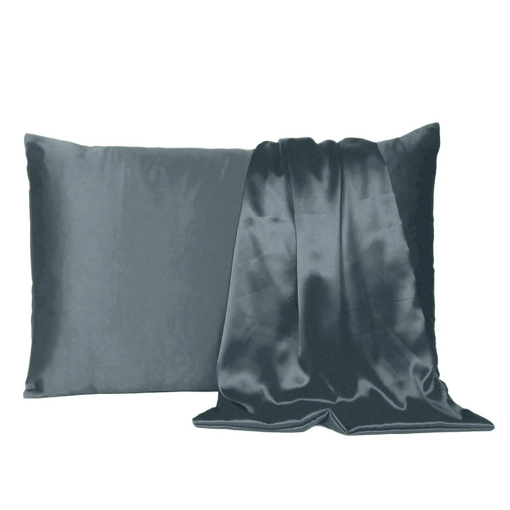 Gray Dreamy Set Of 2 Silky Satin Standard Pillowcases - Homeroots - Flyclothing LLC
