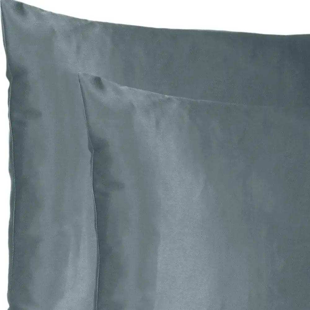 Gray Dreamy Set Of 2 Silky Satin Standard Pillowcases - Homeroots - Flyclothing LLC