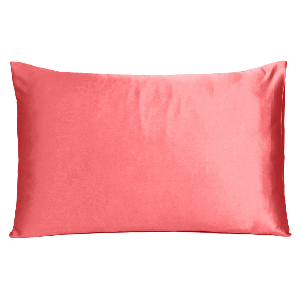 Coral Dreamy Set Of 2 Silky Satin Standard Pillowcases - Homeroots