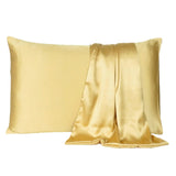 Gold Dreamy Set Of 2 Silky Satin Standard Pillowcases - Homeroots