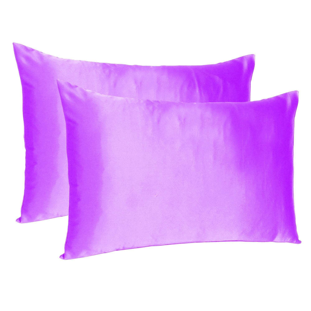 Violet Dreamy Set Of 2 Silky Satin Standard Pillowcases - Homeroots - Flyclothing LLC