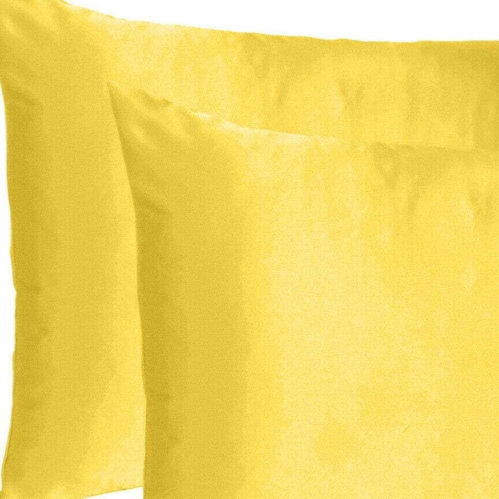 Lemon Dreamy Set Of 2 Silky Satin Standard Pillowcases - Homeroots - Flyclothing LLC