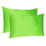 Bright Green Dreamy Set Of 2 Silky Satin Standard Pillowcases - Homeroots