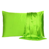 Bright Green Dreamy Set Of 2 Silky Satin Standard Pillowcases - Homeroots