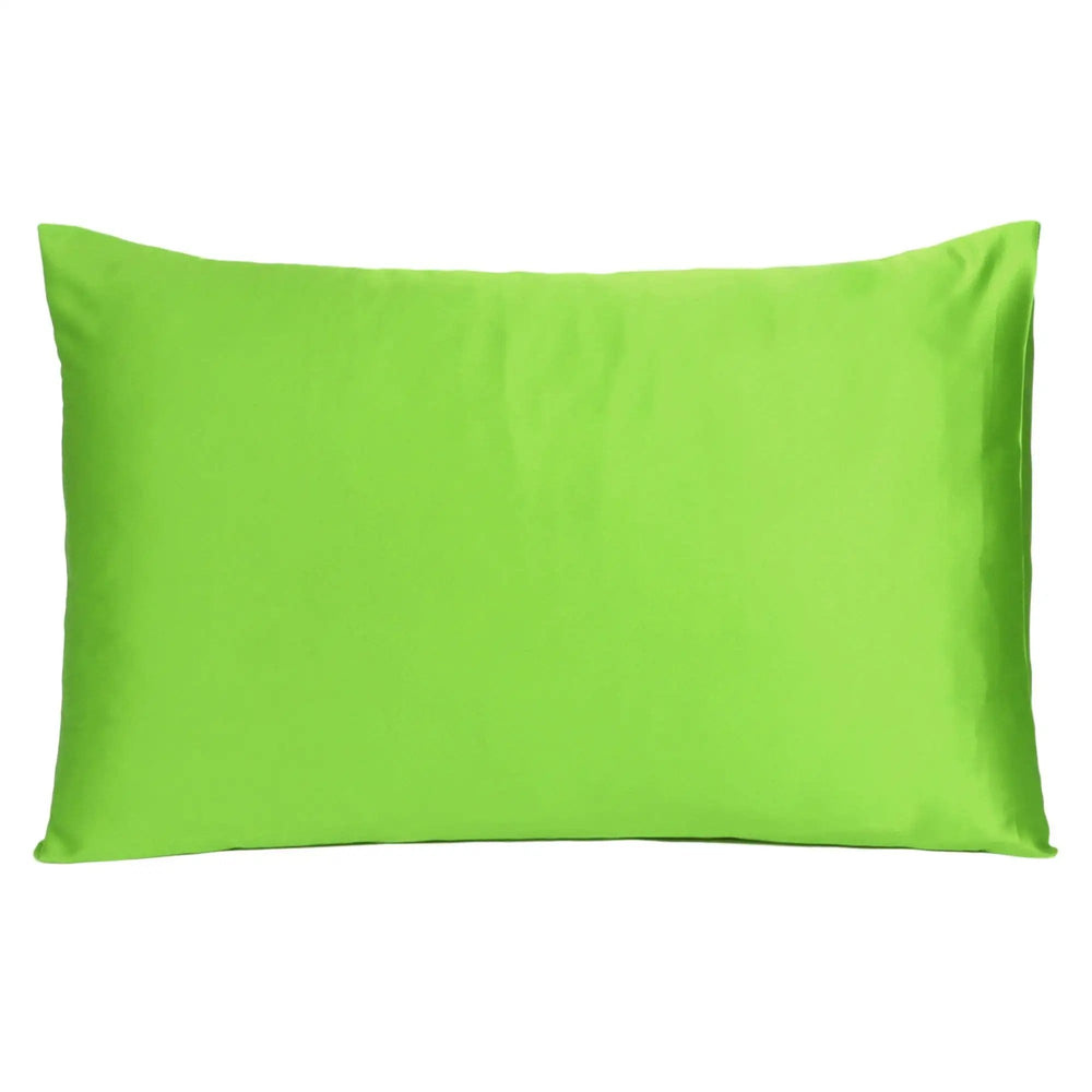 Bright Green Dreamy Set Of 2 Silky Satin Standard Pillowcases - Homeroots
