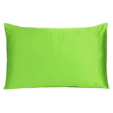 Bright Green Dreamy Set Of 2 Silky Satin Standard Pillowcases - Homeroots
