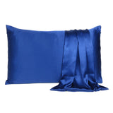 Navy Blue Dreamy Set Of 2 Silky Satin Standard Pillowcases - Homeroots