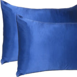 Navy Blue Dreamy Set Of 2 Silky Satin Standard Pillowcases - Homeroots - Flyclothing LLC