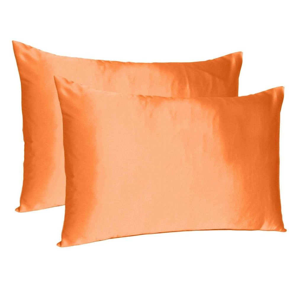 Orange Dreamy Set Of 2 Silky Satin Standard Pillowcases - Homeroots - Flyclothing LLC