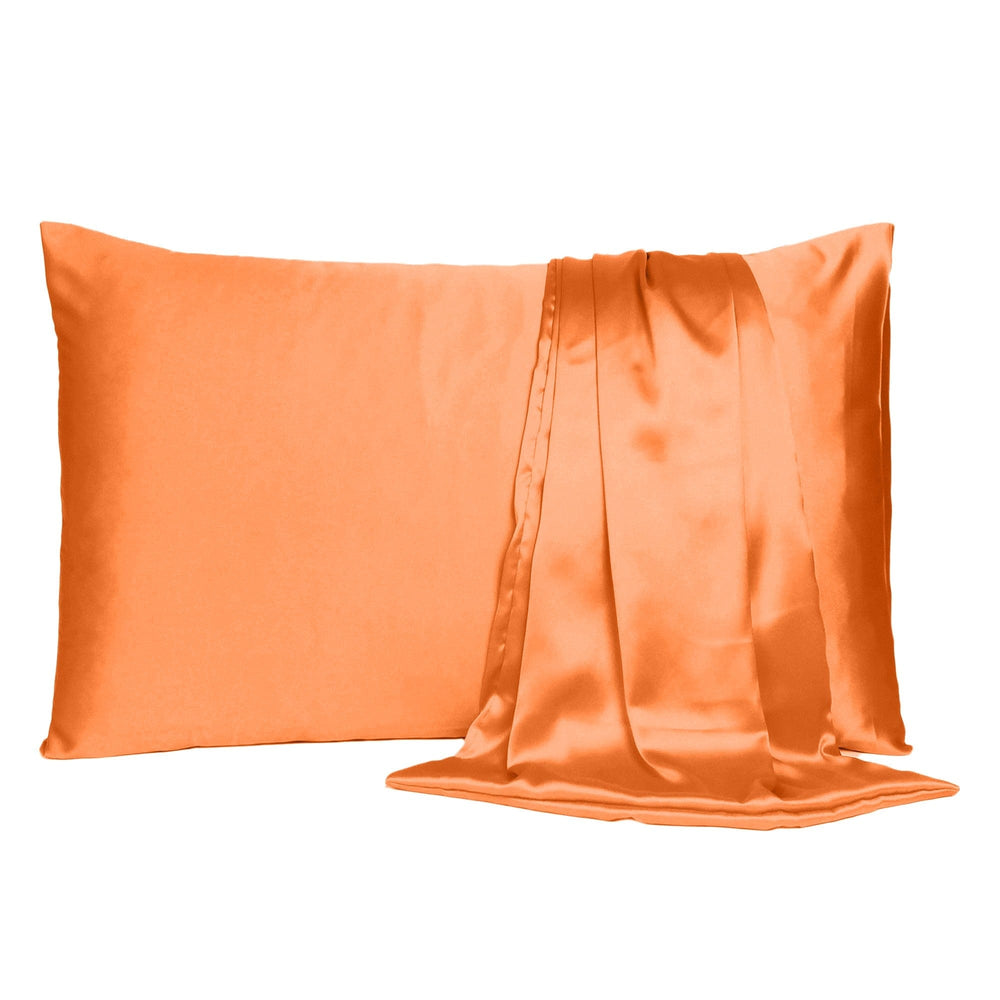 Orange Dreamy Set Of 2 Silky Satin Standard Pillowcases - Homeroots