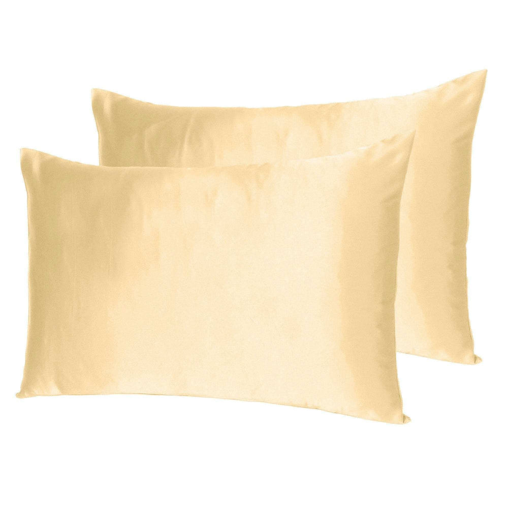 Pale Peach Dreamy Set Of 2 Silky Satin Standard Pillowcases - Homeroots - Flyclothing LLC