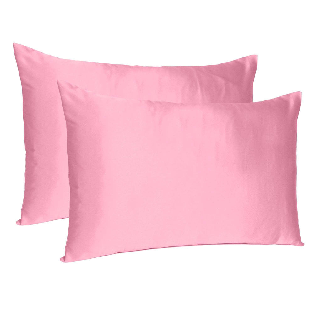 Pink Rose Dreamy Set Of 2 Silky Satin Standard Pillowcases - Homeroots - Flyclothing LLC