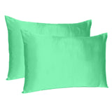 Green Dreamy Set Of 2 Silky Satin Standard Pillowcases - Homeroots