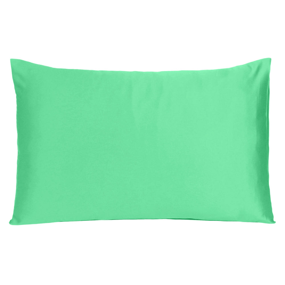 Green Dreamy Set Of 2 Silky Satin Standard Pillowcases - Homeroots