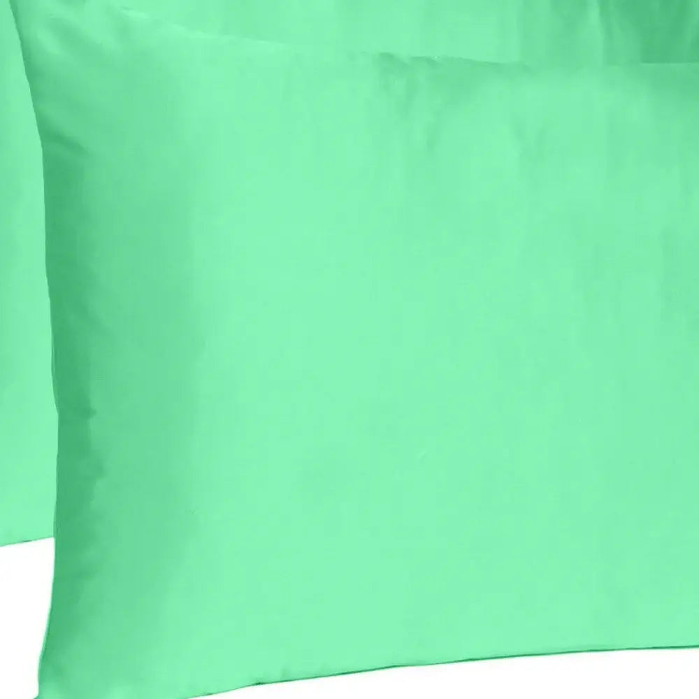 Green Dreamy Set Of 2 Silky Satin Standard Pillowcases - Homeroots - Flyclothing LLC
