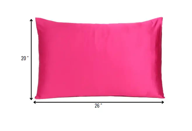 Fuchsia Dreamy Set Of 2 Silky Satin Standard Pillowcases - Homeroots - Flyclothing LLC