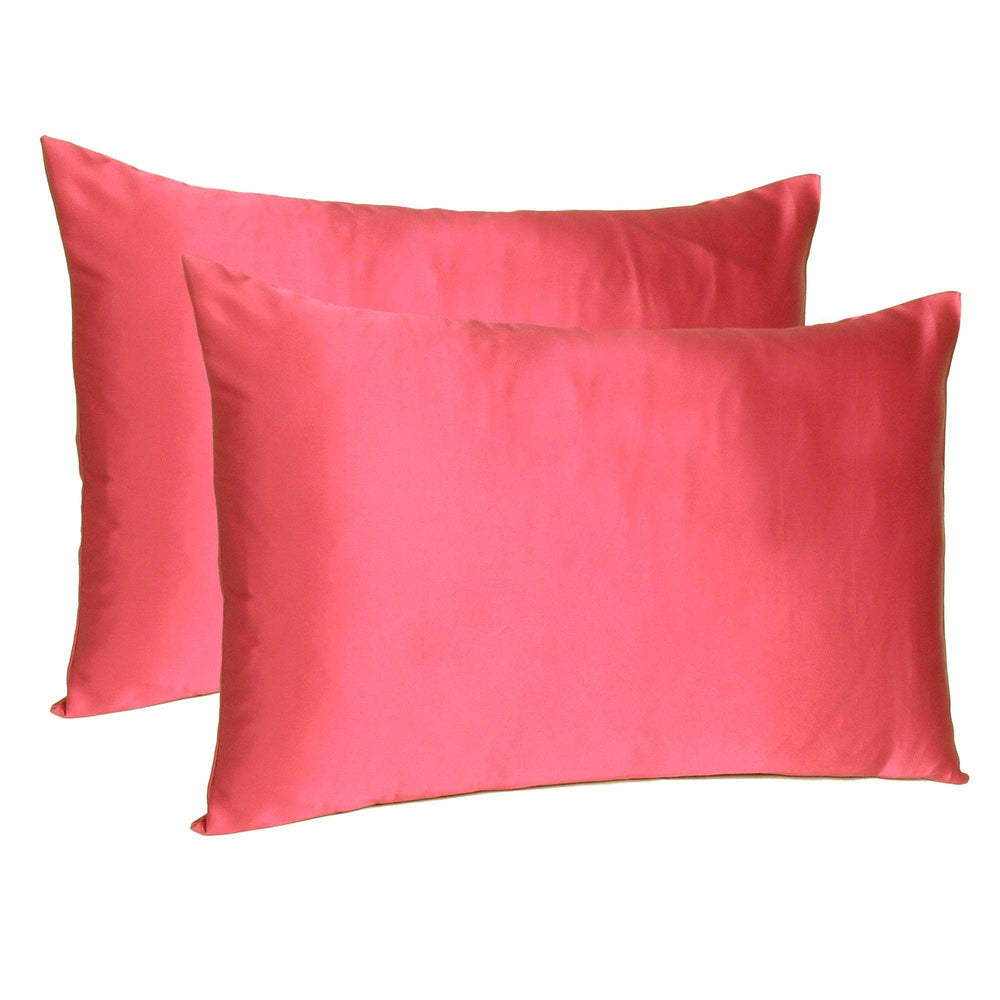 Poppy Red Dreamy Set Of 2 Silky Satin Standard Pillowcases - Homeroots - Flyclothing LLC