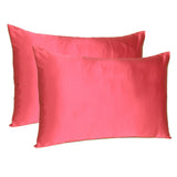 Poppy Red Dreamy Set Of 2 Silky Satin Standard Pillowcases - Homeroots