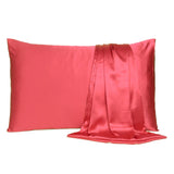 Poppy Red Dreamy Set Of 2 Silky Satin Standard Pillowcases - Homeroots