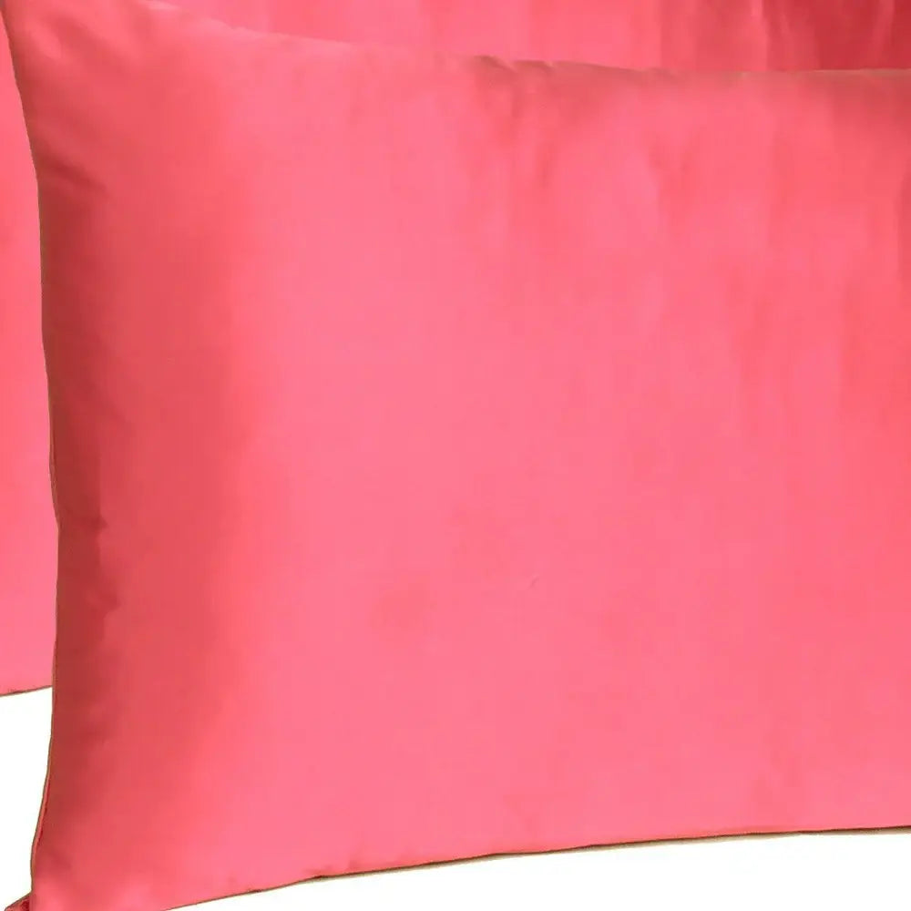 Poppy Red Dreamy Set Of 2 Silky Satin Standard Pillowcases - Homeroots - Flyclothing LLC