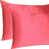 Poppy Red Dreamy Set Of 2 Silky Satin Standard Pillowcases - Homeroots - Flyclothing LLC
