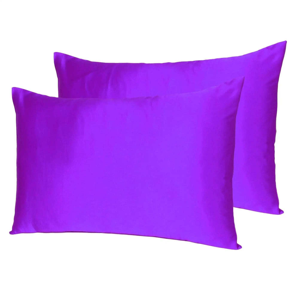 Bright Purple Dreamy Set Of 2 Silky Satin Standard Pillowcases - Homeroots - Flyclothing LLC