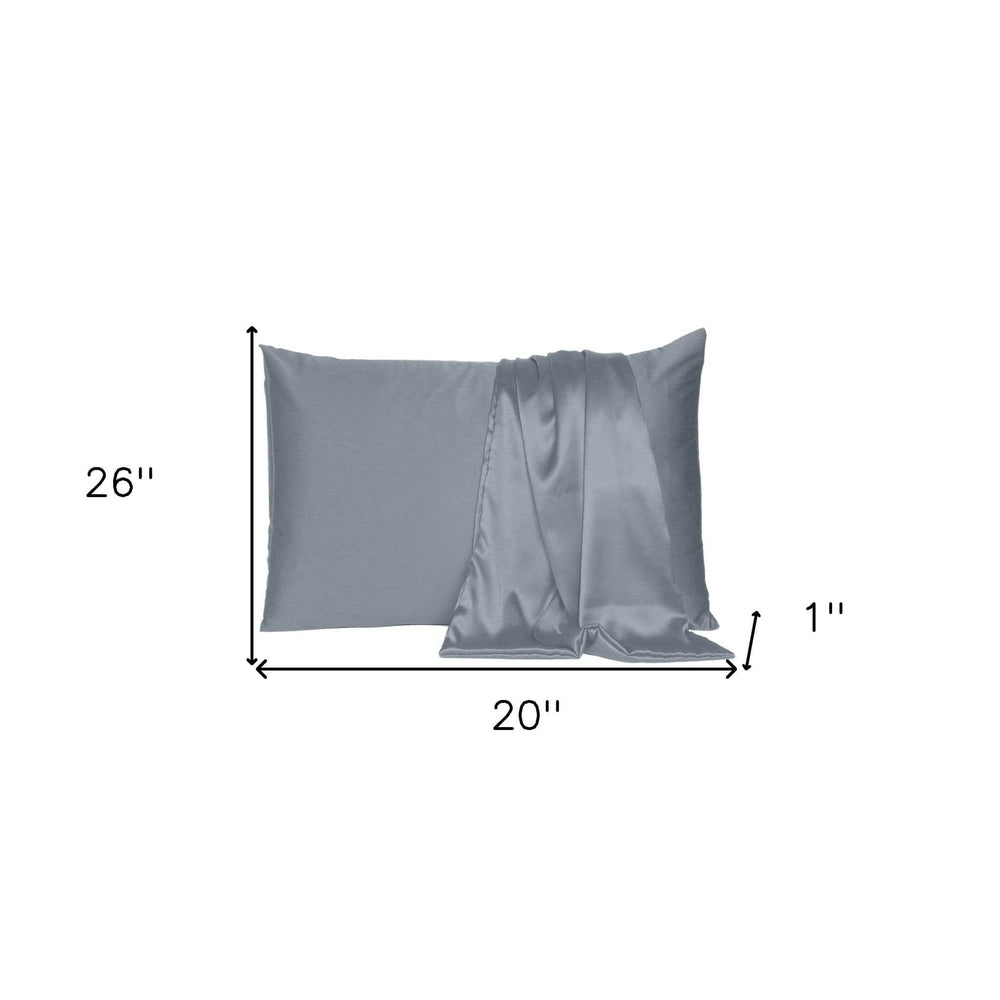 Dark Gray Dreamy Set Of 2 Silky Satin Standard Pillowcases - Homeroots - Flyclothing LLC