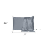 Dark Gray Dreamy Set Of 2 Silky Satin Standard Pillowcases - Homeroots - Flyclothing LLC