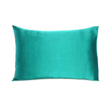 Teal Dreamy Set Of 2 Silky Satin Standard Pillowcases - Homeroots