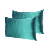 Teal Dreamy Set Of 2 Silky Satin Standard Pillowcases - Homeroots - Flyclothing LLC