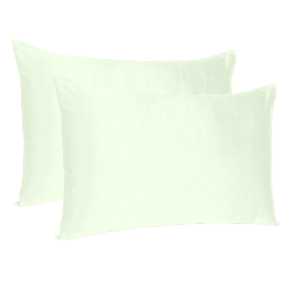 Ivory Dreamy Set Of 2 Silky Satin Standard Pillowcases - Homeroots - Flyclothing LLC