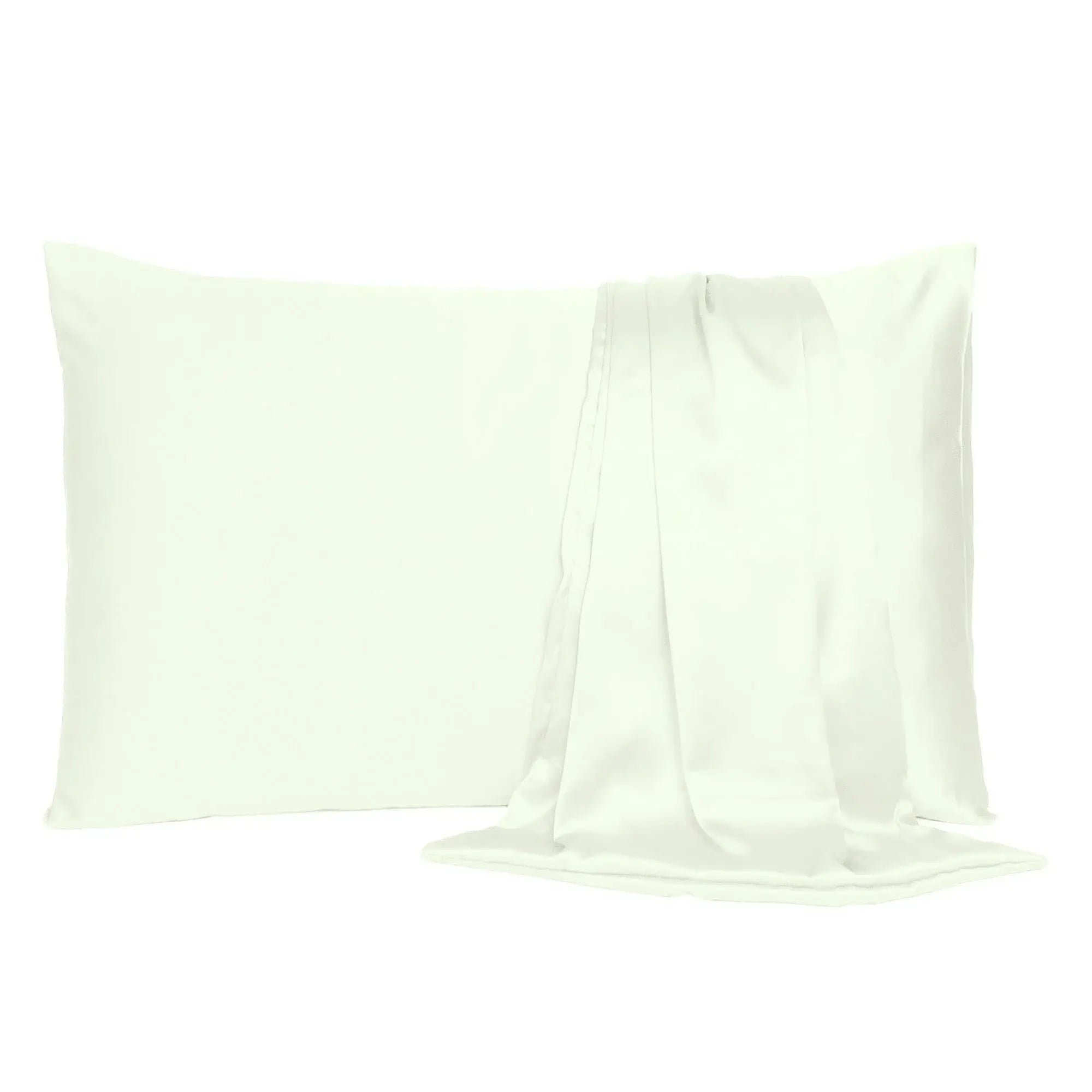 Ivory Dreamy Set Of 2 Silky Satin Standard Pillowcases - Homeroots - Flyclothing LLC