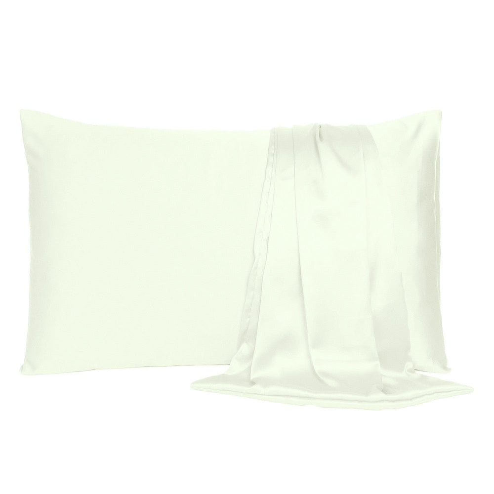 Ivory Dreamy Set Of 2 Silky Satin Standard Pillowcases - Homeroots