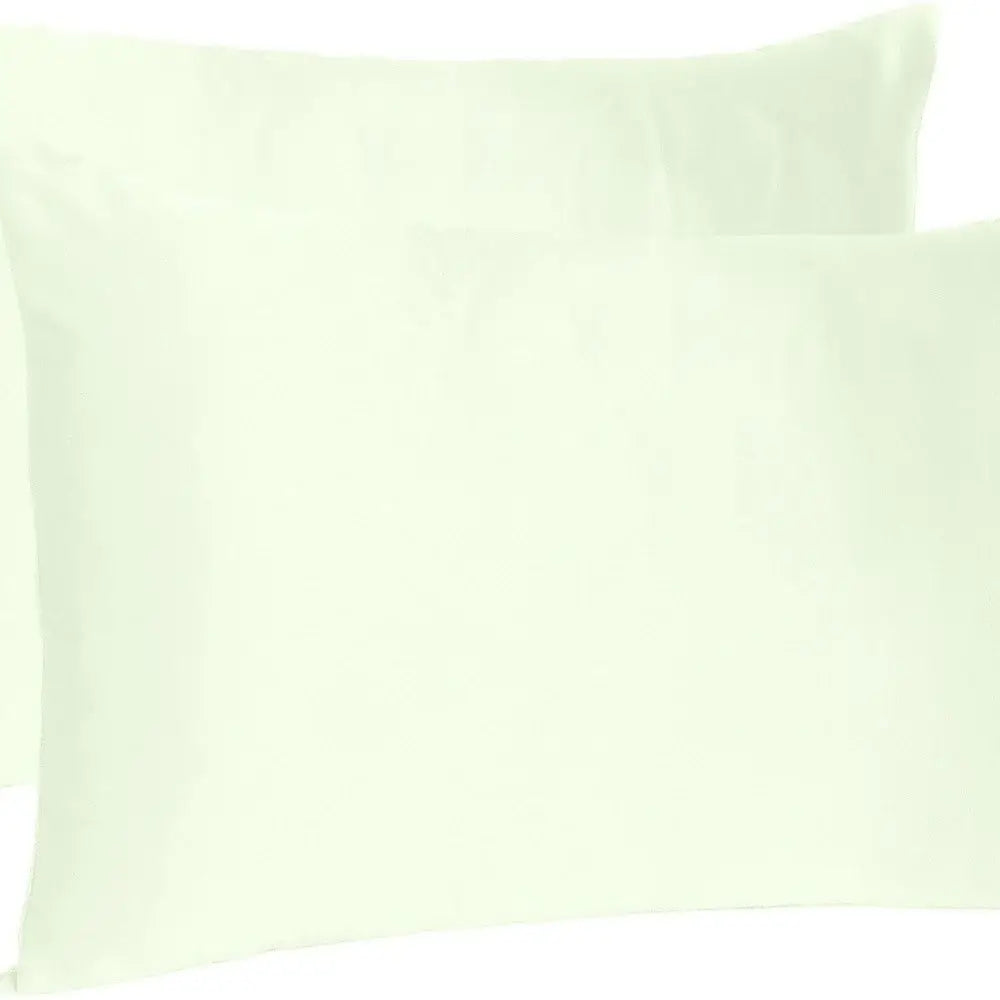 Ivory Dreamy Set Of 2 Silky Satin Standard Pillowcases - Homeroots - Flyclothing LLC
