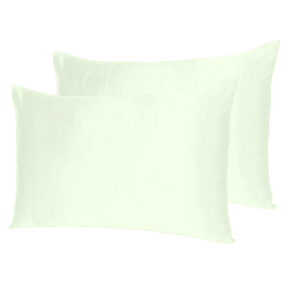 Ivory Dreamy Set Of 2 Silky Satin Standard Pillowcases - Homeroots - Flyclothing LLC
