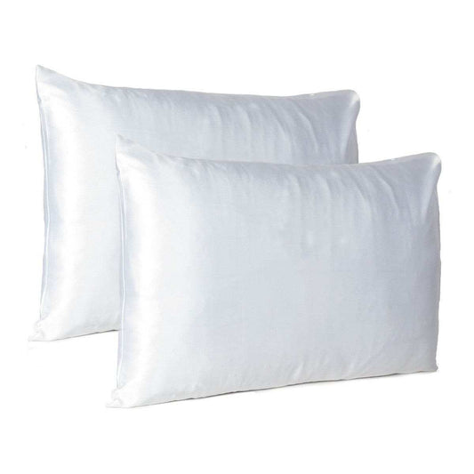 White Dreamy Set Of 2 Silky Satin Standard Pillowcases - Homeroots - Flyclothing LLC