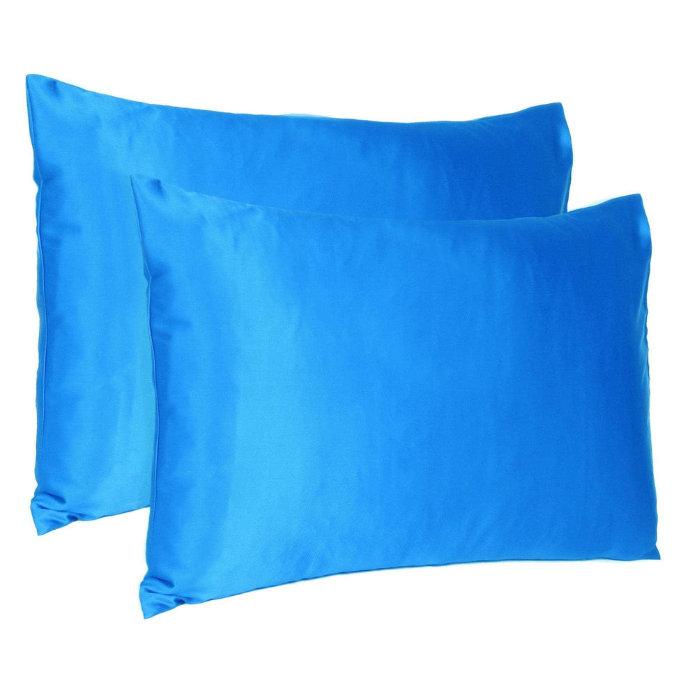 Blue Dreamy Set Of 2 Silky Satin Queen Pillowcases - Homeroots - Flyclothing LLC
