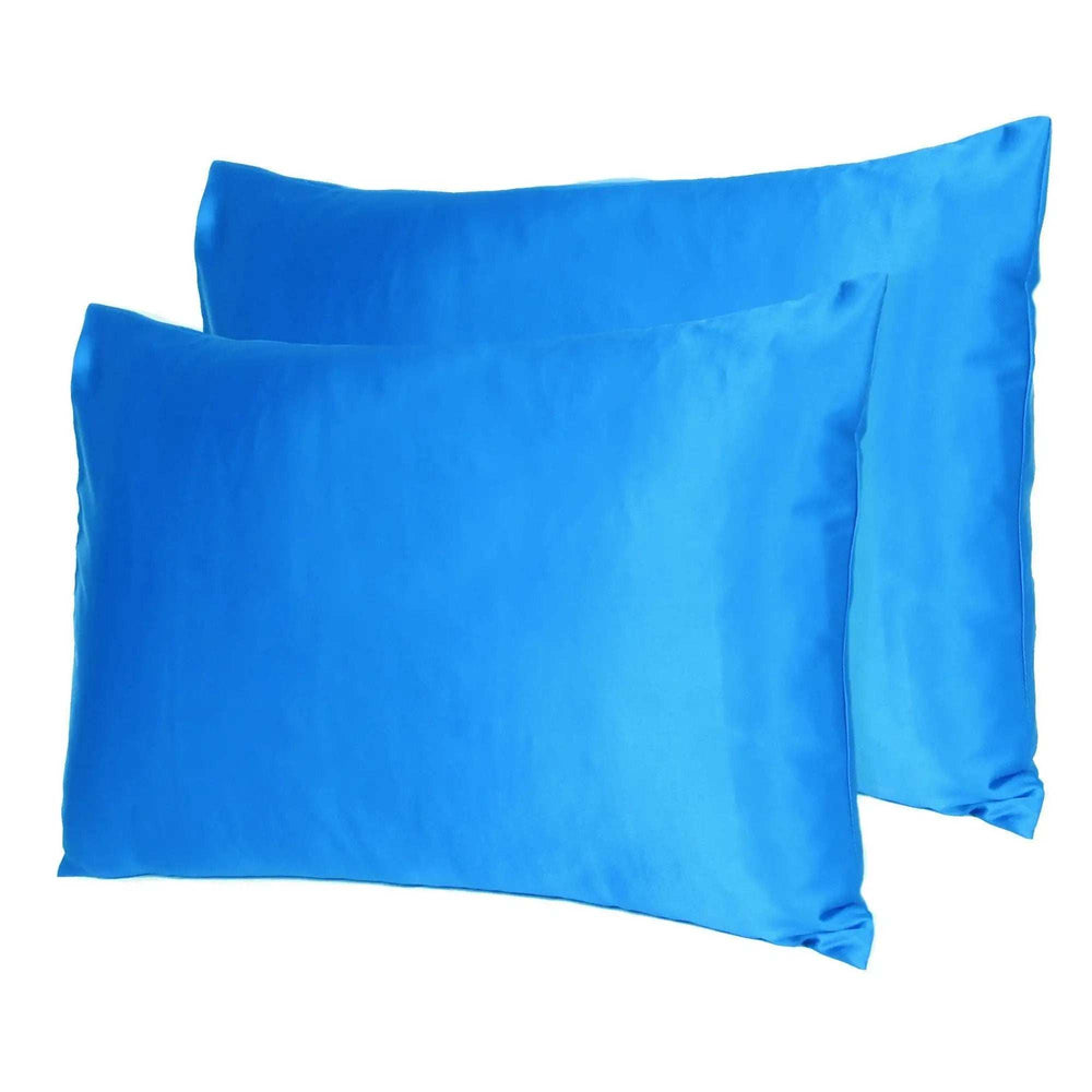 Blue Dreamy Set Of 2 Silky Satin Queen Pillowcases - Homeroots - Flyclothing LLC